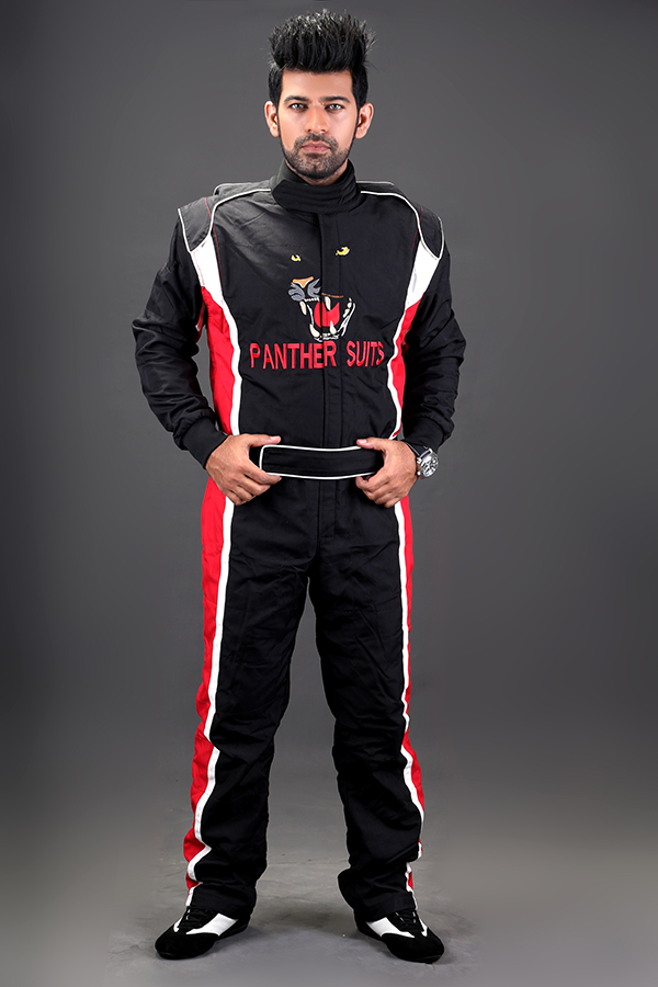 Cuircon auto racing suit, black and red sublimated